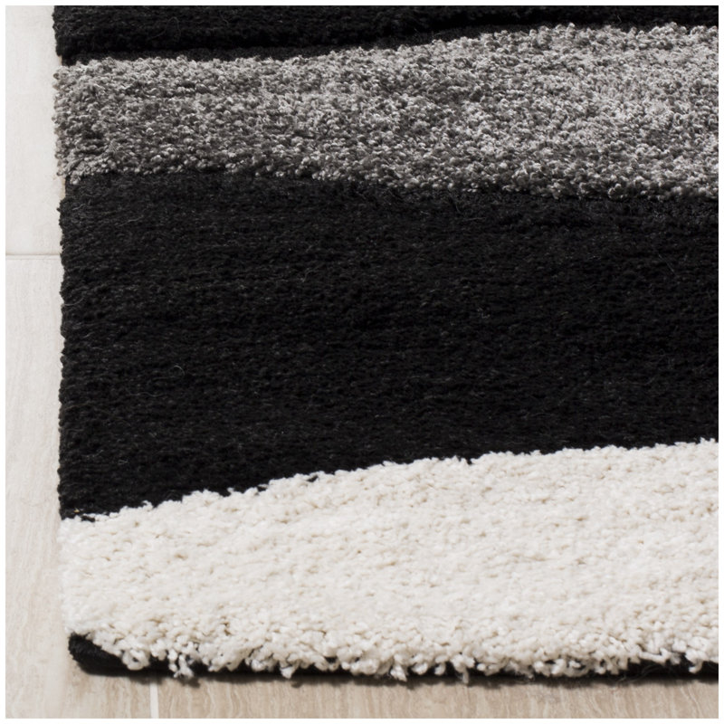 Ashal Abstract Gray/Black Area Rug, Runner 2'3" x 9'