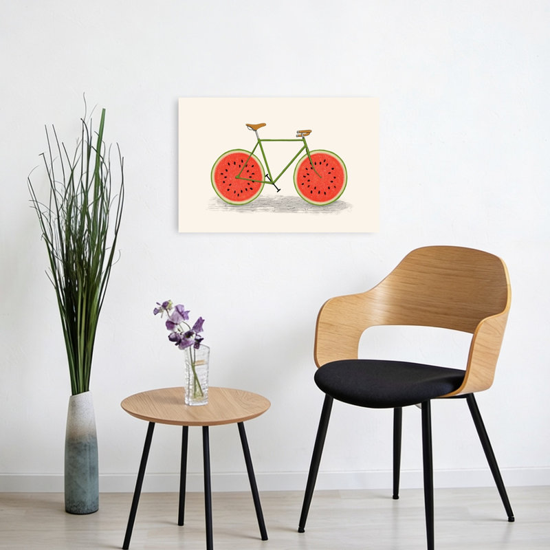 Watermelon, impression d'art mural contemporain bicyclette, H 16 po x l 24 po