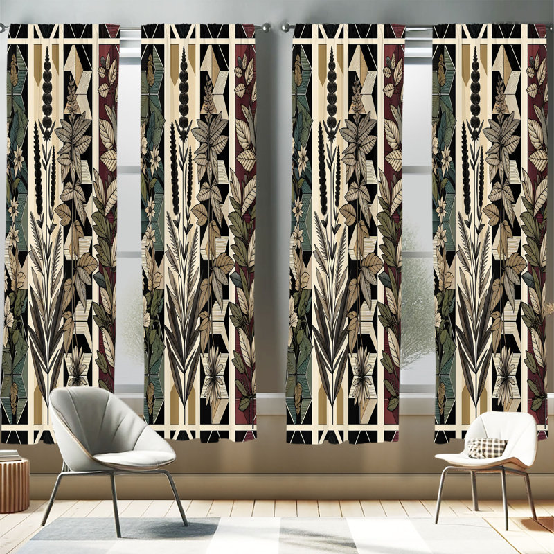 Ensemble de rideaux 4 panneaux East Urban Home Nature Boho, L 56 po x L 95 po