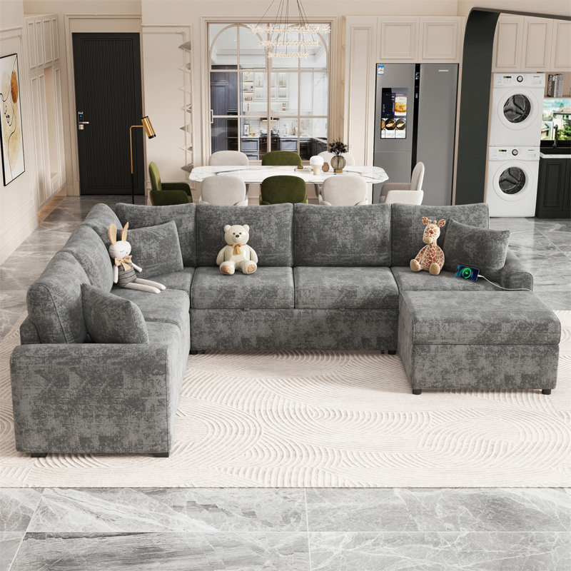 Canapé-lit 112,2 po, Gris chenille