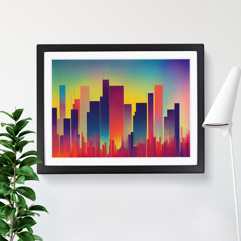 Snazzy Skyscraper Skyline Abstract - Framed Print, Black, 25cm H x 34cm W x 2cm D
