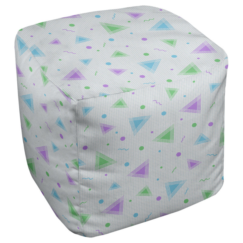 Repose-pieds à cubes rétro 90s Leffel, H 19,5 po x L 117 po x P 20 po, Bleu, mauve et vert