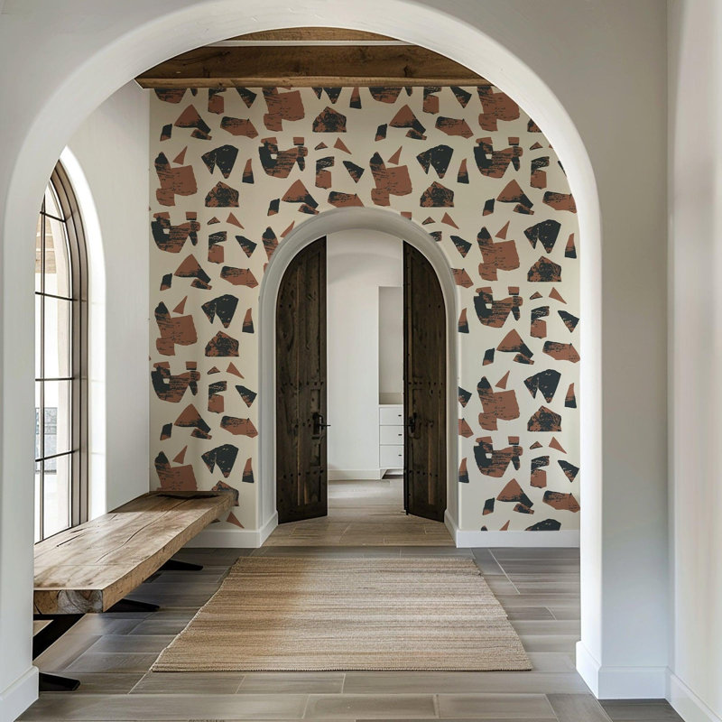 Bo-Kaap Curb Wallpaper, Red Clay, Faux Grasscloth, Non-Pasted
