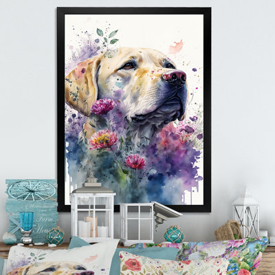 «Cute Retrieverers Floral Art I», peinture sur toile