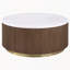 Ensemble de table basse ronde 2 pièces en marbre brun et blanc