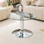 Table basse de 27,5 pouces en verre trempé avec base en métal argenté, bord luxueux pour intérieurs modernes et luxueux-846453770