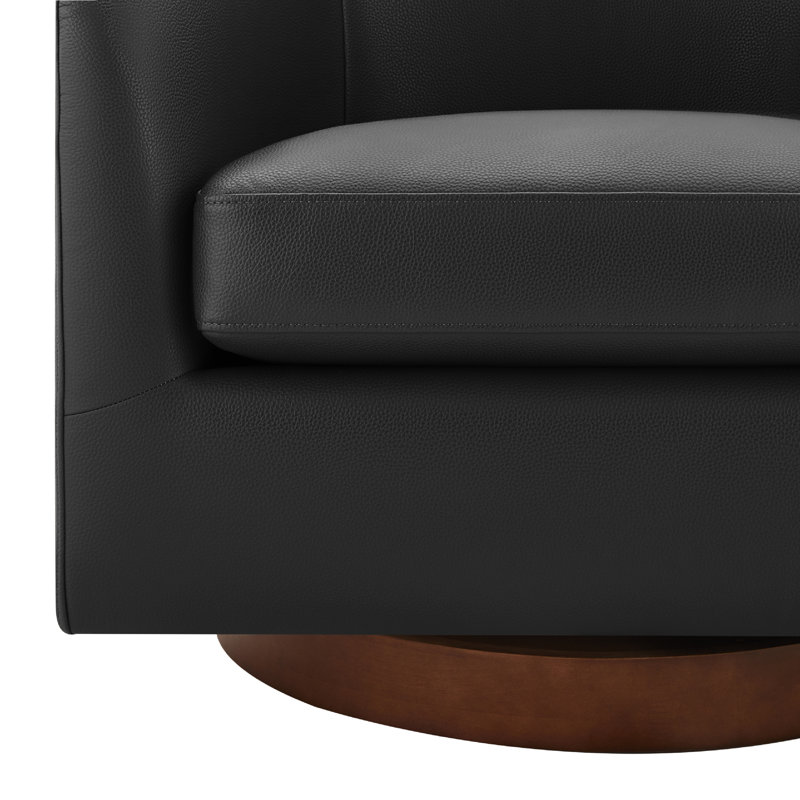 Fauteuil demi-tonneau Bennett, Charmant cuir végétalien noir