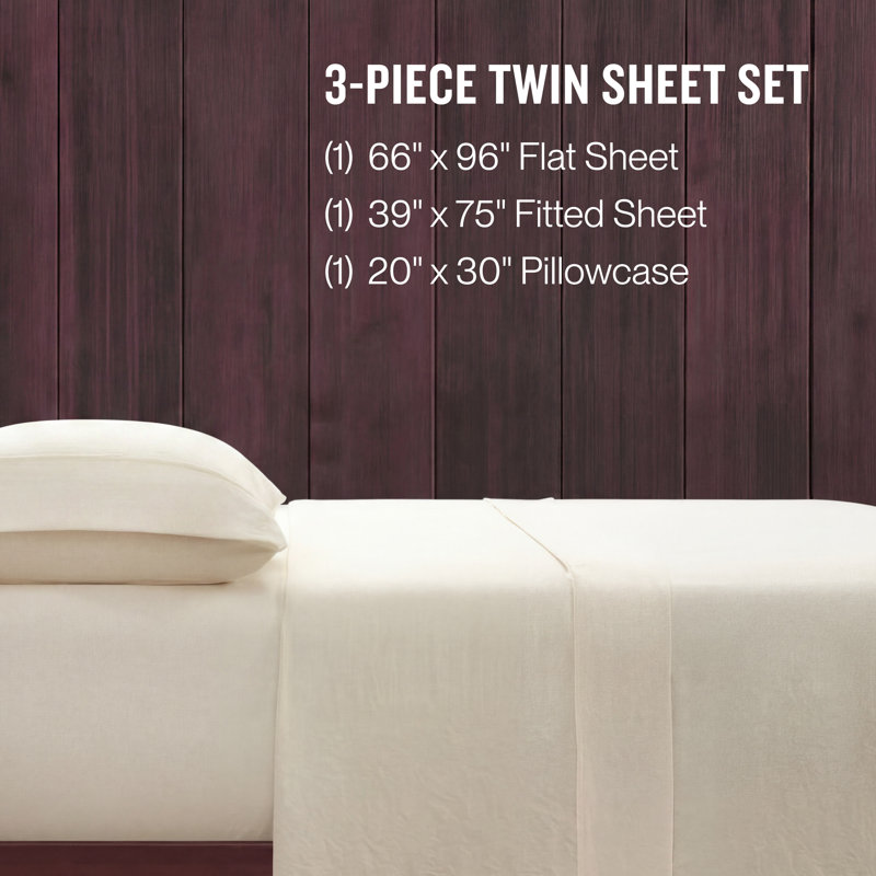 Champion Elastic Logo Microfiber Sheet Set, Twin, Star White