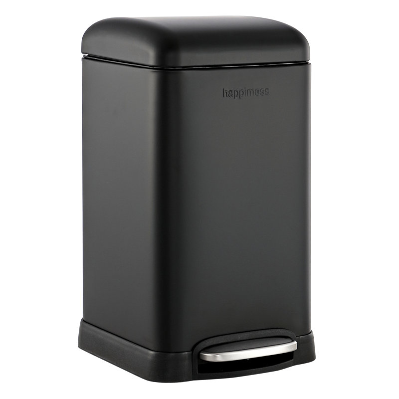 Poubelle à pédale Betty Retro Steel, Noir, 3,2 gallons
