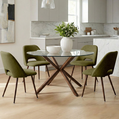 Ensemble repas 5 pièces avec table en verre trempé Aunnika