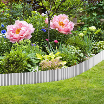 6In X 240In Galvanized Metal Garden Edging Fence - Flexible Rolled Lawn Border For Flower Beds, Landscaping & Yard Separation