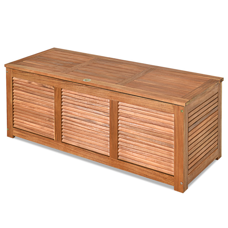 Boîte de rangement en bois d'acacia 47 gallons