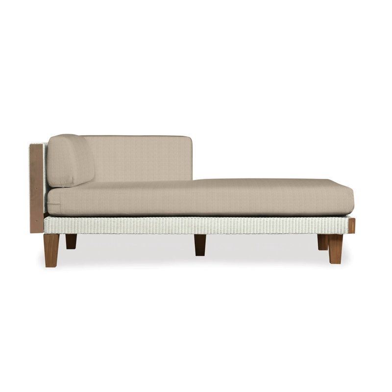 Catalina Outdoor Teak Chaise Lounge, Sailcloth Seagull, Ivory