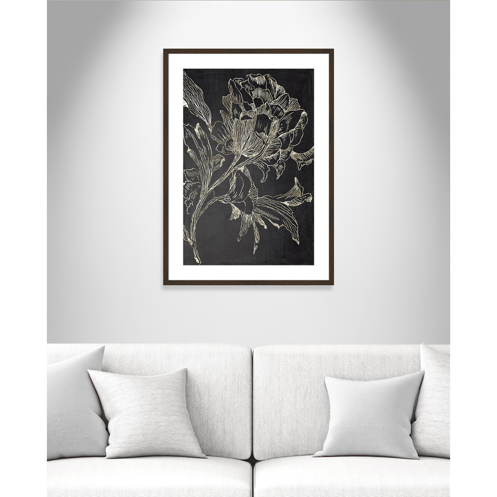 Clarendon "Golden Flower Folklore I" Print, 35.5" H x 25.5" W, Walnut Framed