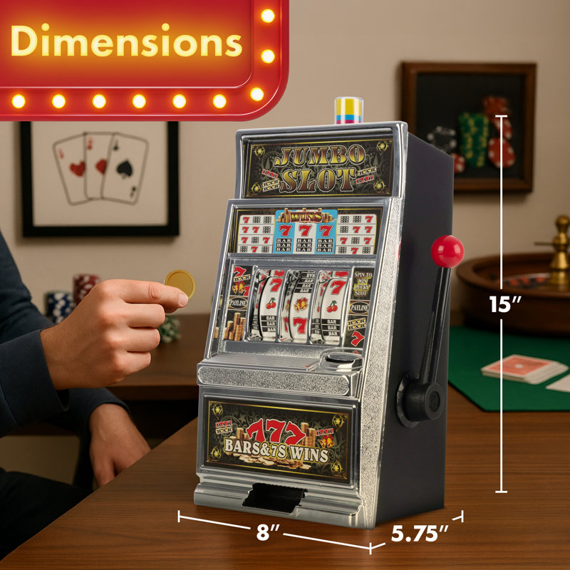 Real Slot Machine - Las Vegas Casino Slots with Flashing Lights and Realistic Jackpot Sounds - Lucky 7’s Casino Machine Accepts 98-Percent of World Coins by Trademark Games