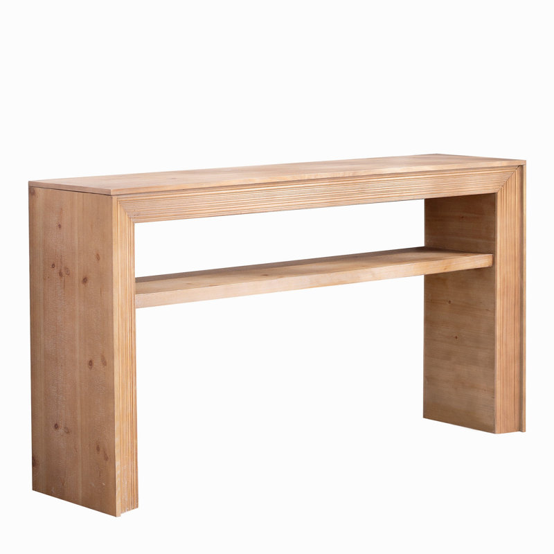 Rustic Solid Wood Console Table With Storage Shelf