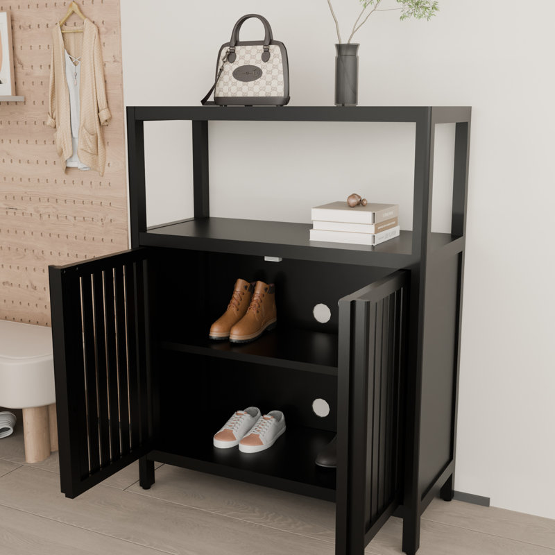 Armoire noire autoportante, idéale pour ranger la vaisselle et les sacs, solide dans le porche des sacs de cuisine,
