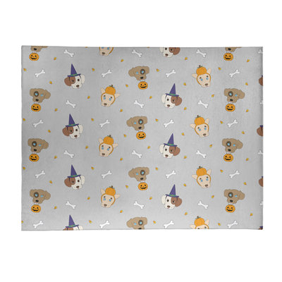 Tapis gris/orange/bleu area fait main
