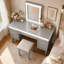 Coiffeuse Maryanna avec miroir DEL, 7 tiroirs et tabouret rembourré-218647198