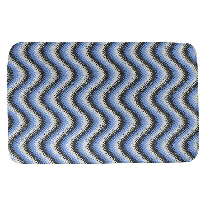 Mcguinness Memory Foam Non-Slip Bath Rug, 17" W x 24" L, Black/Blue