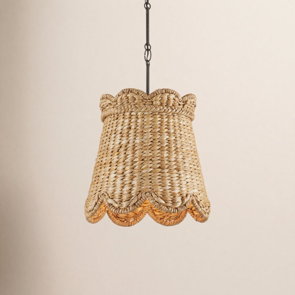 Single Light Wood Dimmable Pendant, 19" H x 14.5" W x 14.5" D
