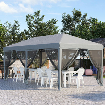 10' X 20' Pop Up Canopy Tent With Netting, Heavy Duty Sun Shelter For Patio. Gray. Keeps Away, Adjustable Legs, Easy To Anywhere Outdoor Events In Garden, Patio, Spacious Layout, Versatile Function,
