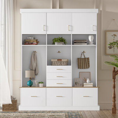 5-in-1 Storage Hall Tree with 6 Drawers, 3 Cabinets
