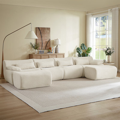 Convertible U-Shape Sectional Couch with Ottoman