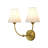 2 - Light Vintage Linen Fabric Shade Double Wall Sconce