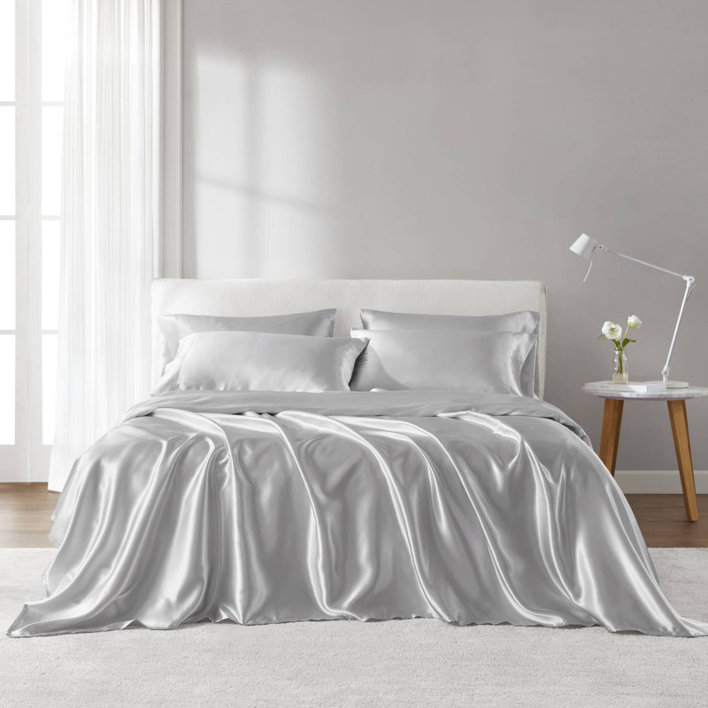 4 Pcs Luxury Sheet Set, Light Gray, Twin Sheet Set