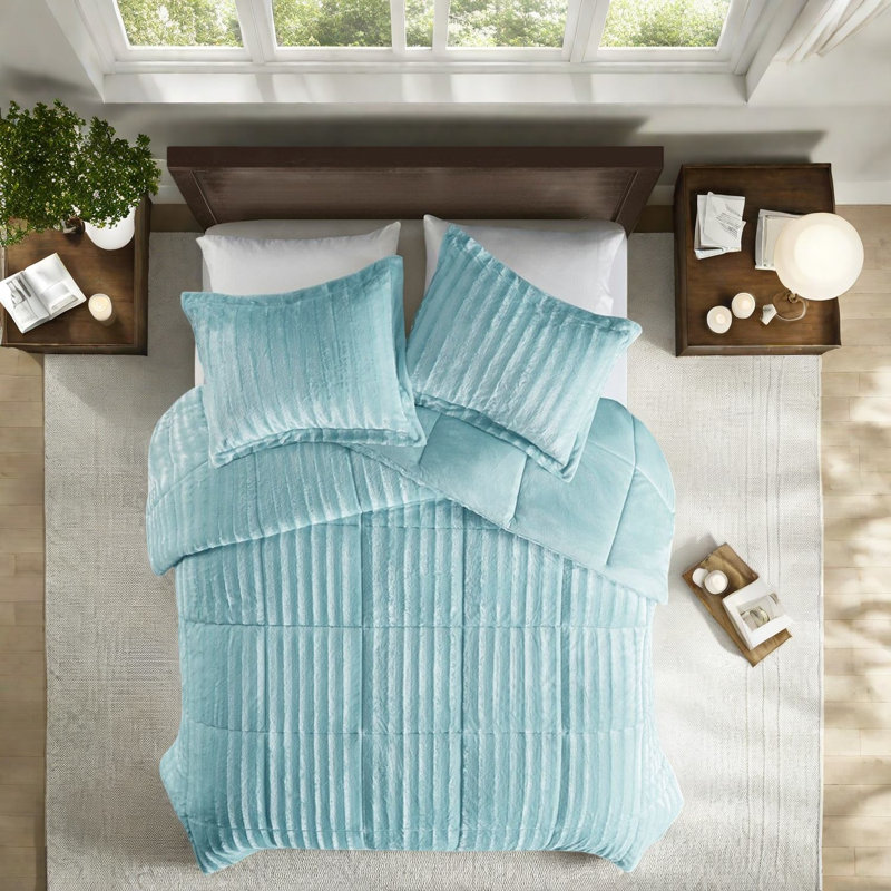 Luxurious Teal Bedding Sets, Polyester Faux Fur, Glamorous Home Comfort