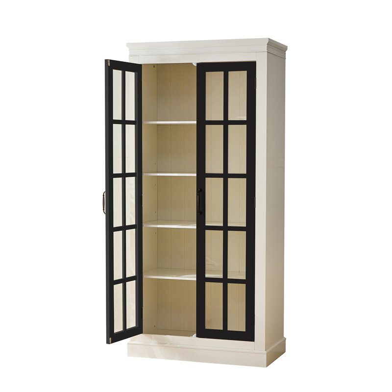 Garde-manger autoportant 71,2 po avec porte vitrée, Noir / crème / blanc