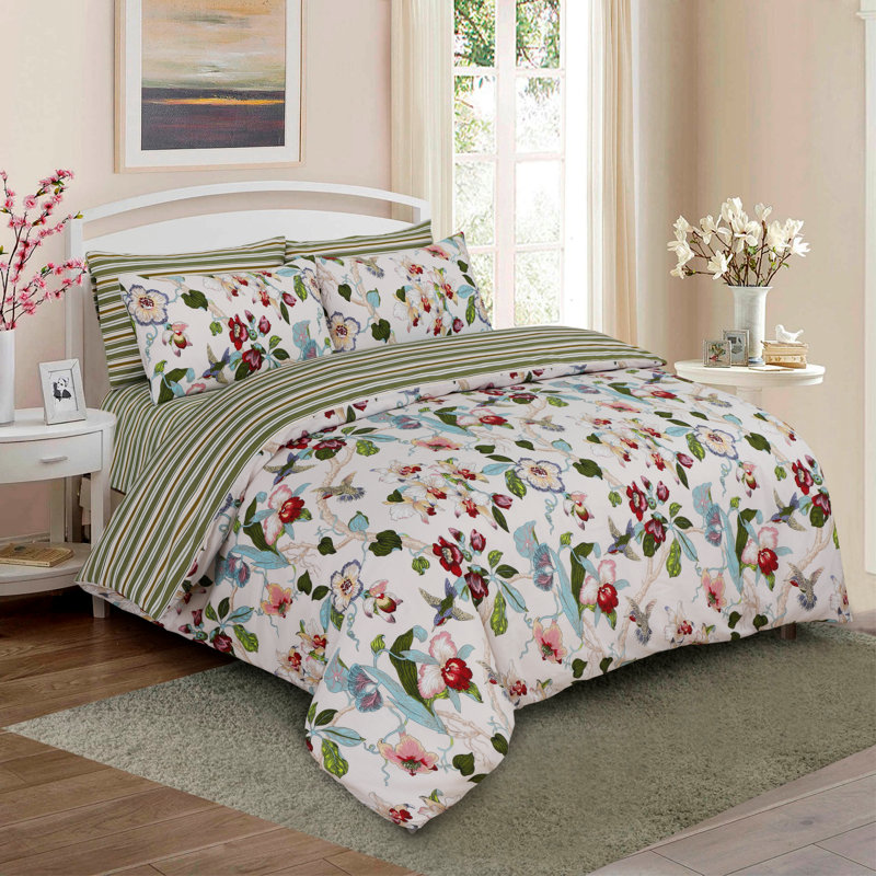 Malm Polyester Floral Duvet Cover Set with Pillowcases Included, Super King Duvet Cover + 2 Standard Pillowcases