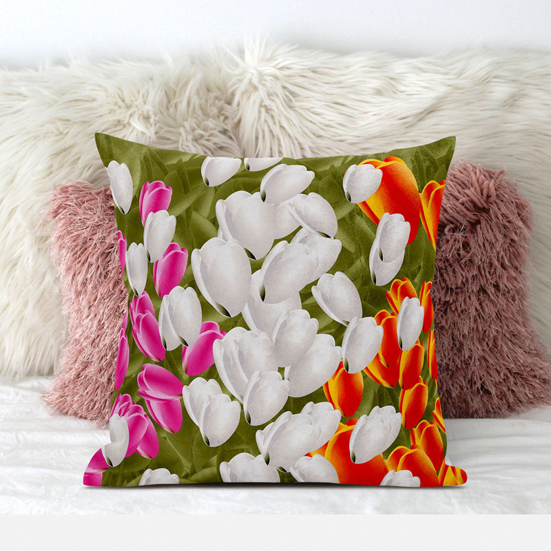 Housse et insert de coussin décoratif en polyester, 20 po x 20 po, Rose / Rouge