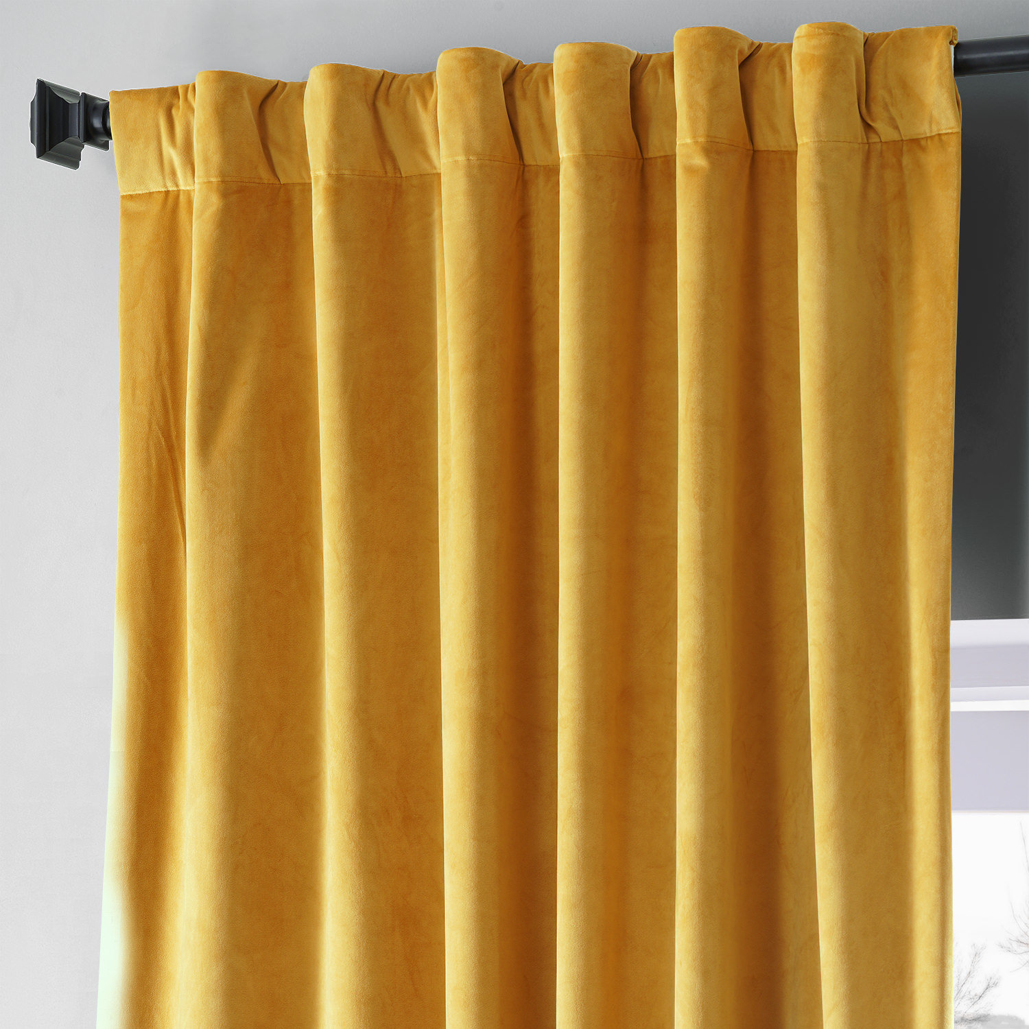 Loria Plush Velvet Blackout Curtain Panel, Sophomore Gold, 50" W x 96" L