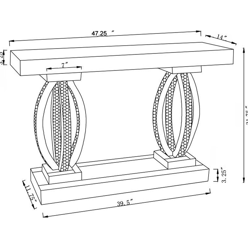 Console de hall d'entrée en acrylique argenté à miroir avec base à piédestal, alliant esthétique et fonctionnalité, console d'entrée stylisée de 14 pouces de profondeur, surface réfléchissante, H 31,46 po x l 47,69 po
