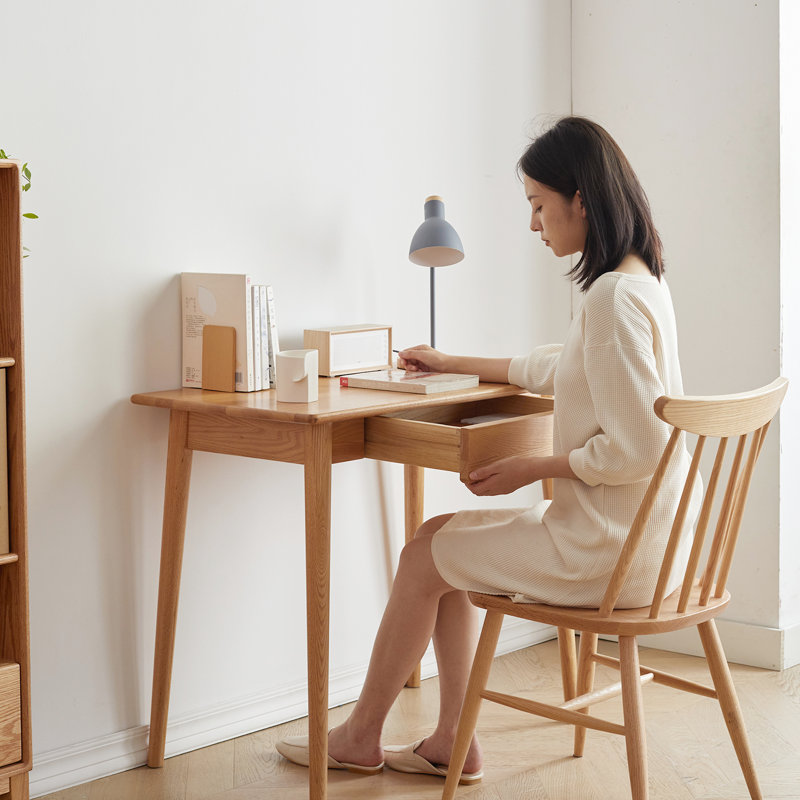 Classeur en bois massif - chêne naturel pour rangement de documents Bureau d'ordinateur 80 cm de large, 50 cm de profondeur, finition