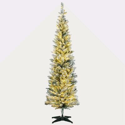 Sapin de Noël artificiel mince de 5 pi avec 110 lumières DEL blanc chaud et 294 pointes pour la décoration de Noël