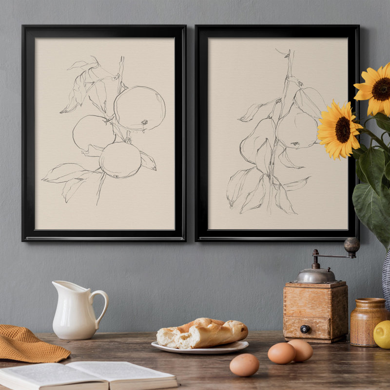 «Fruit Contour Study I», reproduction encadrée de qualité supérieure - prête à être suspendue, Cadre noir