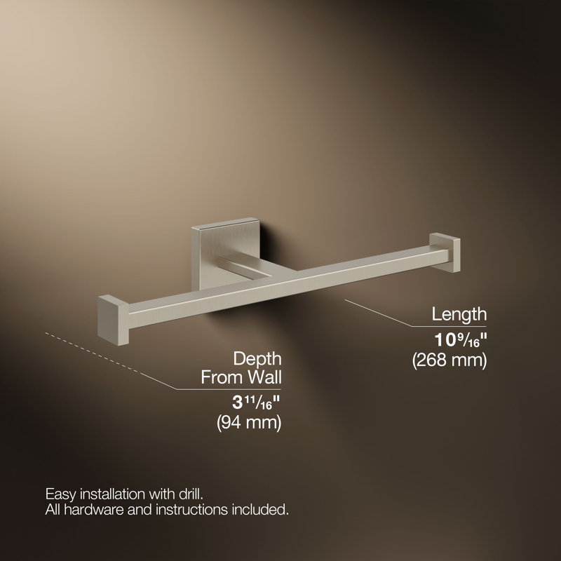 Square Double Toilet Paper Holder, Vibrant Brushed Nickel
