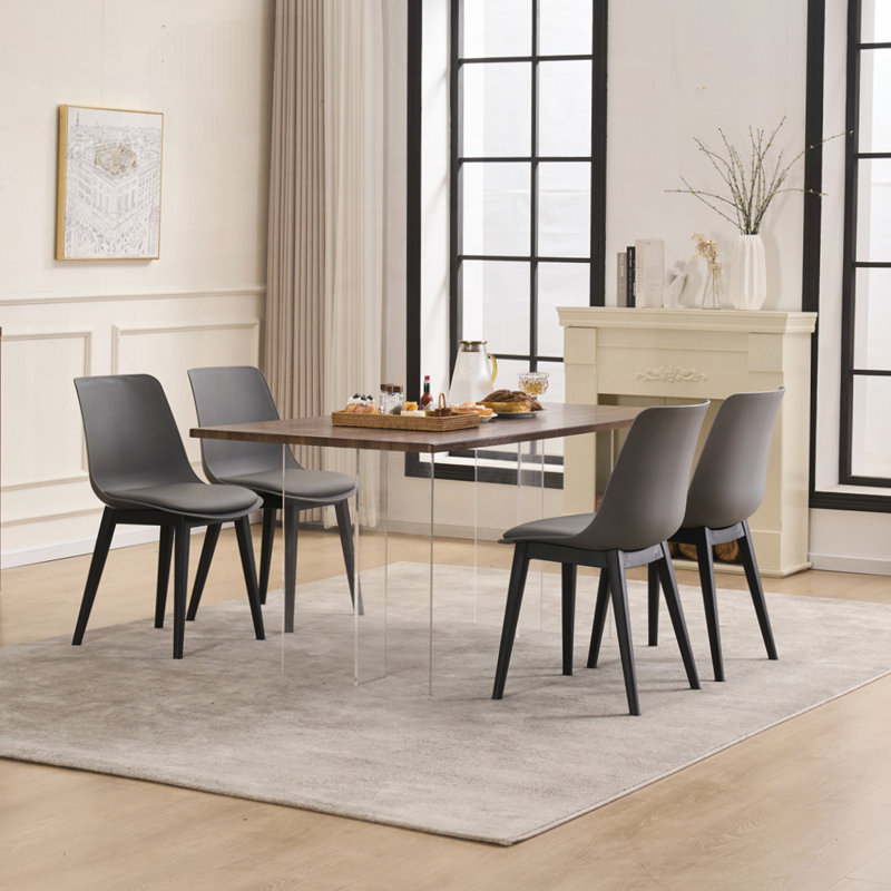 Ensemble de 4 chaises de salle à manger de cuisine moderne avec pieds en plastique, Café