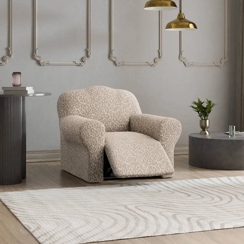 Housse extensible pour fauteuil inclinable - Qualité et style haut de gamme - Collection Jacquard, Beige Arabesco