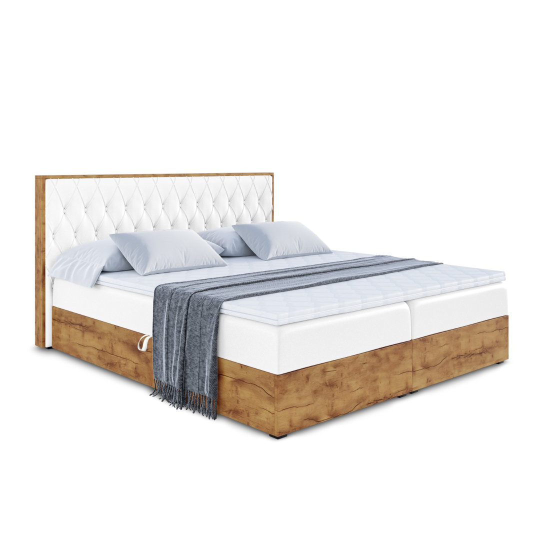 Boxspringbett mit Bettkasten und Topper