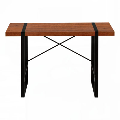 Bureau d'ordinateur, bureau personnel, ordinateur portable, l 48 po, travail, stratifié brun, métal noir, contemporain,