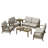 Polett Teak Outdoor Six-Person Patio Set With Cushions And Two Tables-91246495-91246491