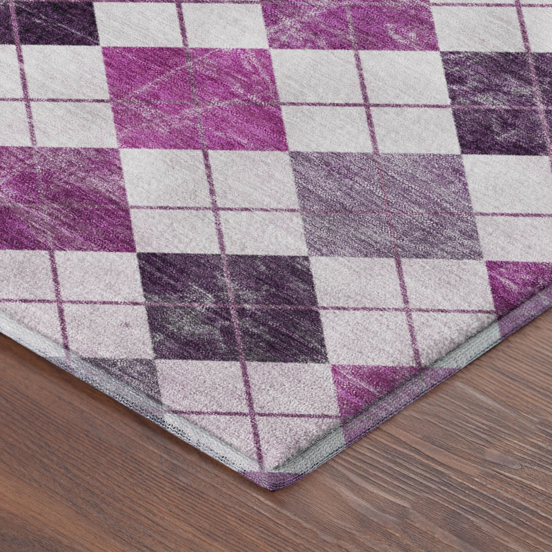 Premium Machine Washable Mayfield AMF2237 Geometric Rug, Blush, 3' x 5'