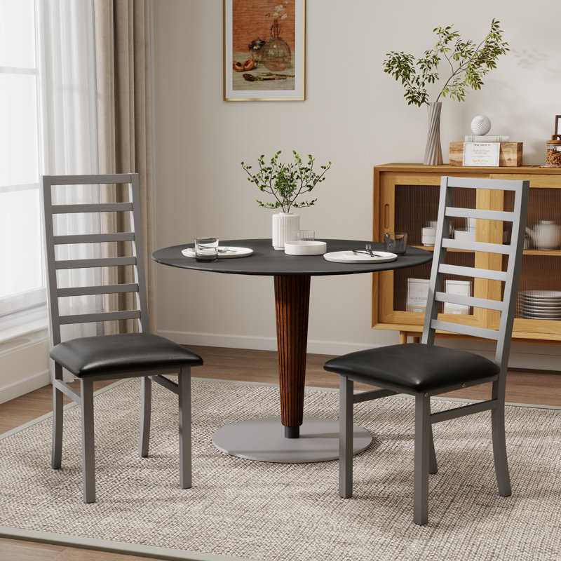 Chaises de salle à manger en cuir Pu, chaise d'appoint à haut dossier, Gris
