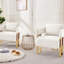 Chaise d'appoint moderne en velours blanc 2 pièces avec pieds dorés, idéale pour les espaces multiples, un soutien ergonomique scientifique et un assemblage simple.