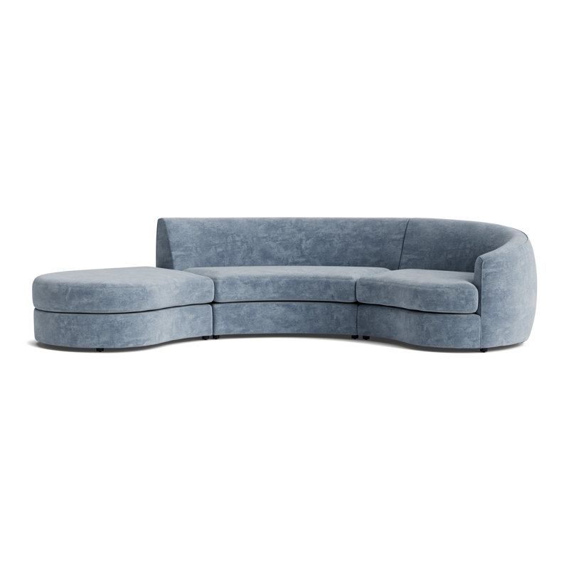 Giselle 3-Piece Right Arm Sectional, Vintage Chenille - Smoky Blue