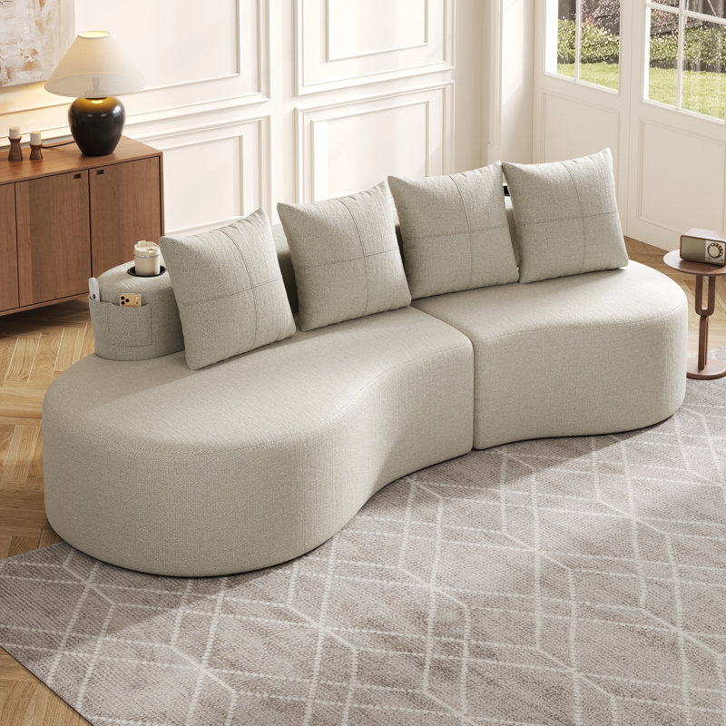 Canapé modulaire incurvé moderne 3 places, Beige
